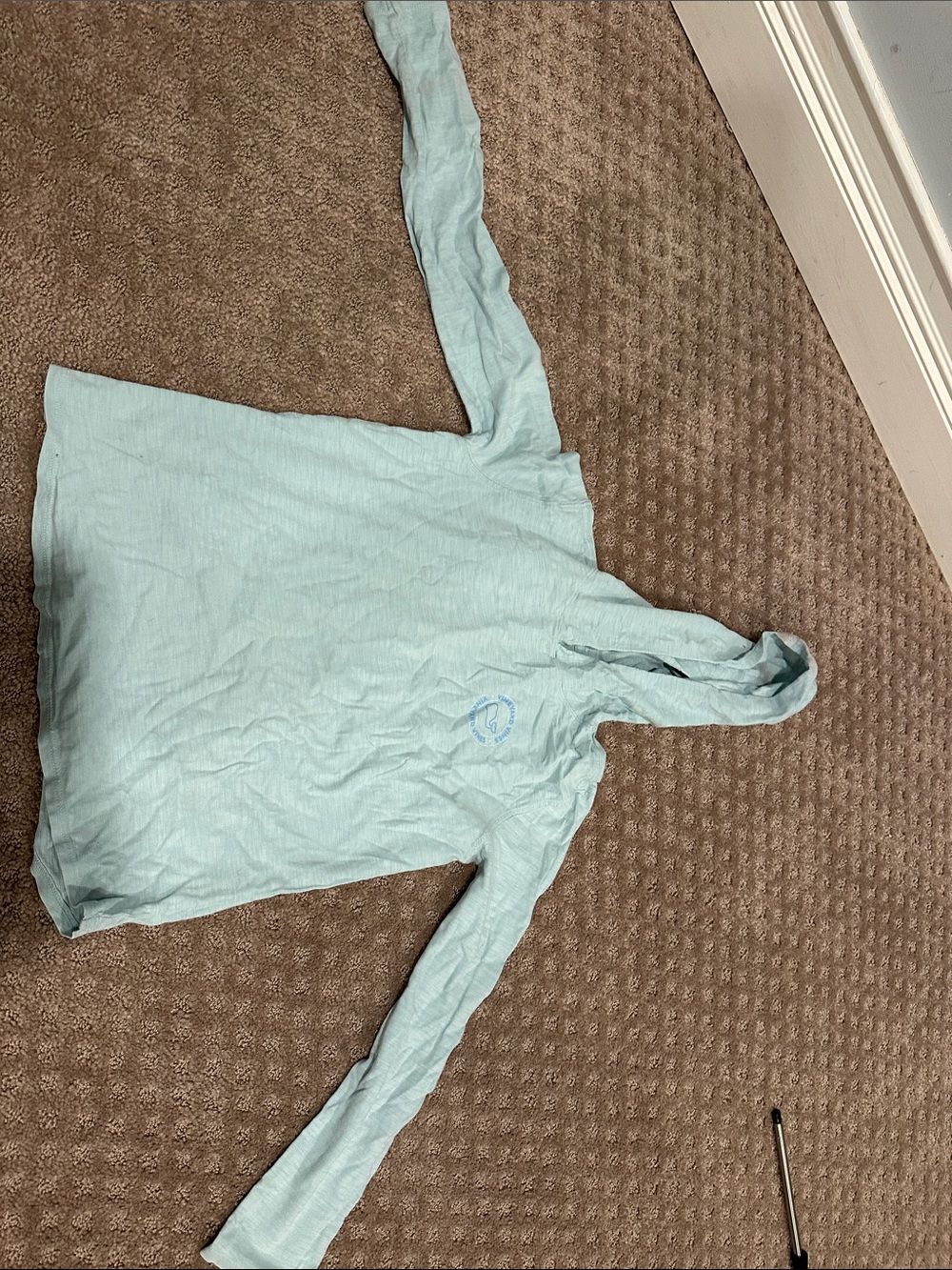 Vineyard Vines Light Aqua Hooded Pullover with Logo